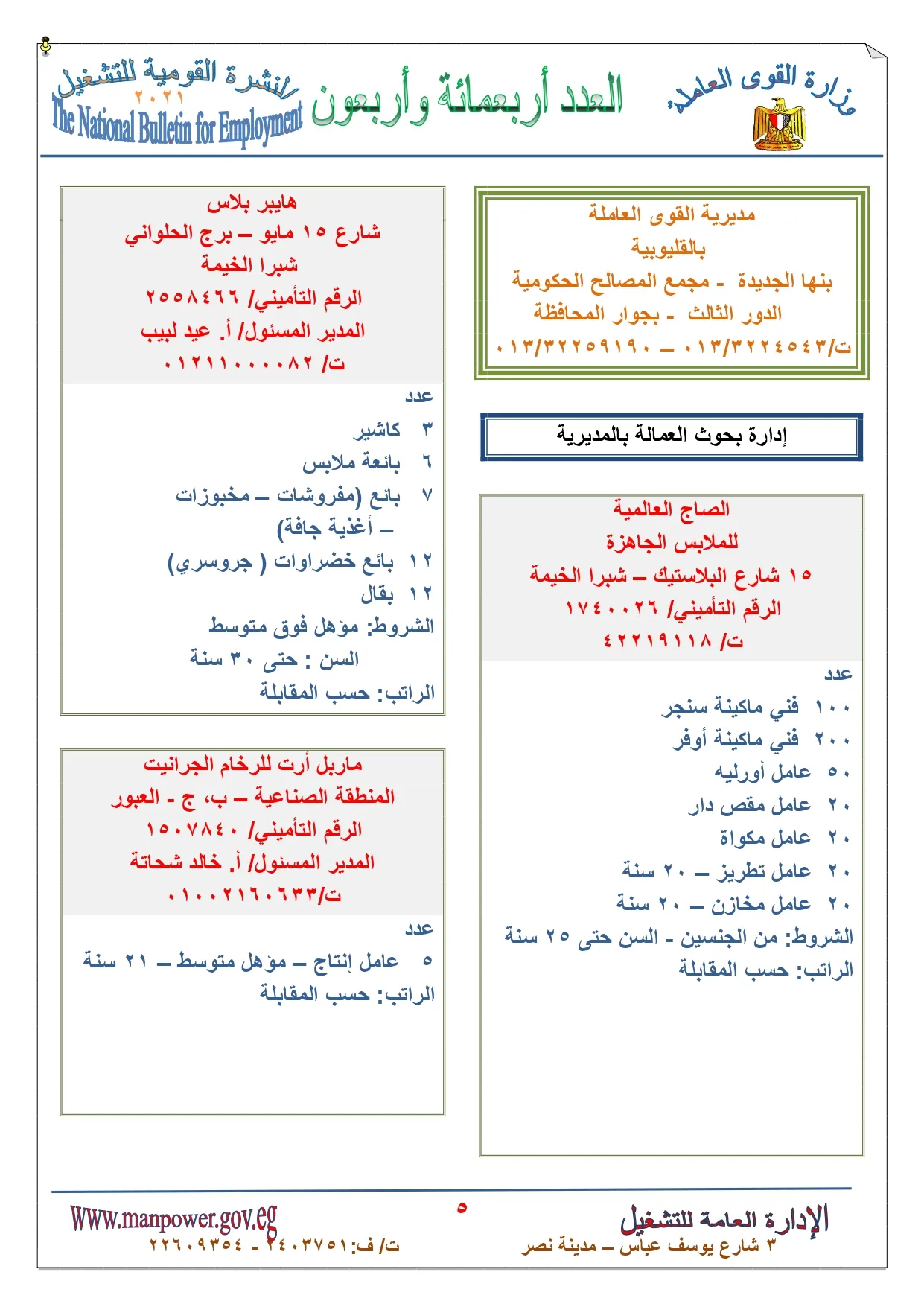 وظائف القوي العاملة