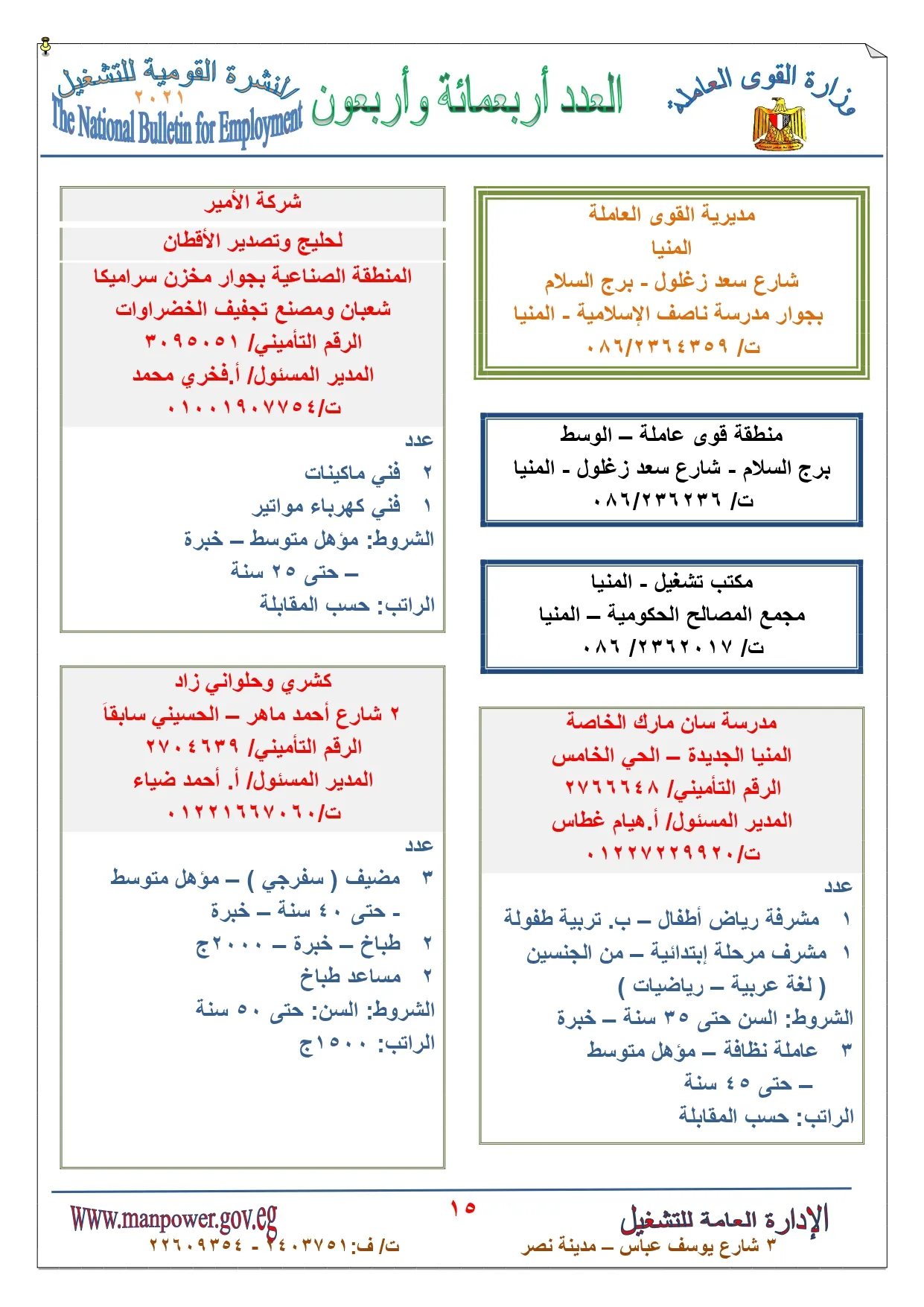 وظائف القوي العاملة