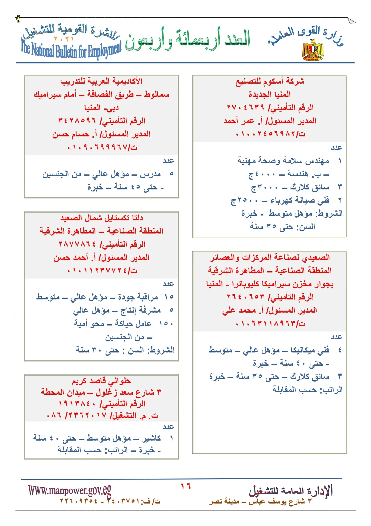 وظائف القوي العاملة