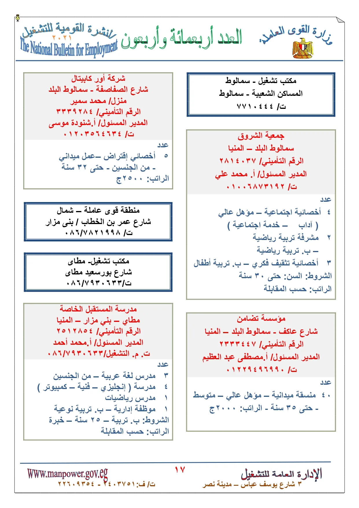 وظائف القوي العاملة