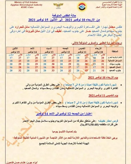 بيان من الأرصاد