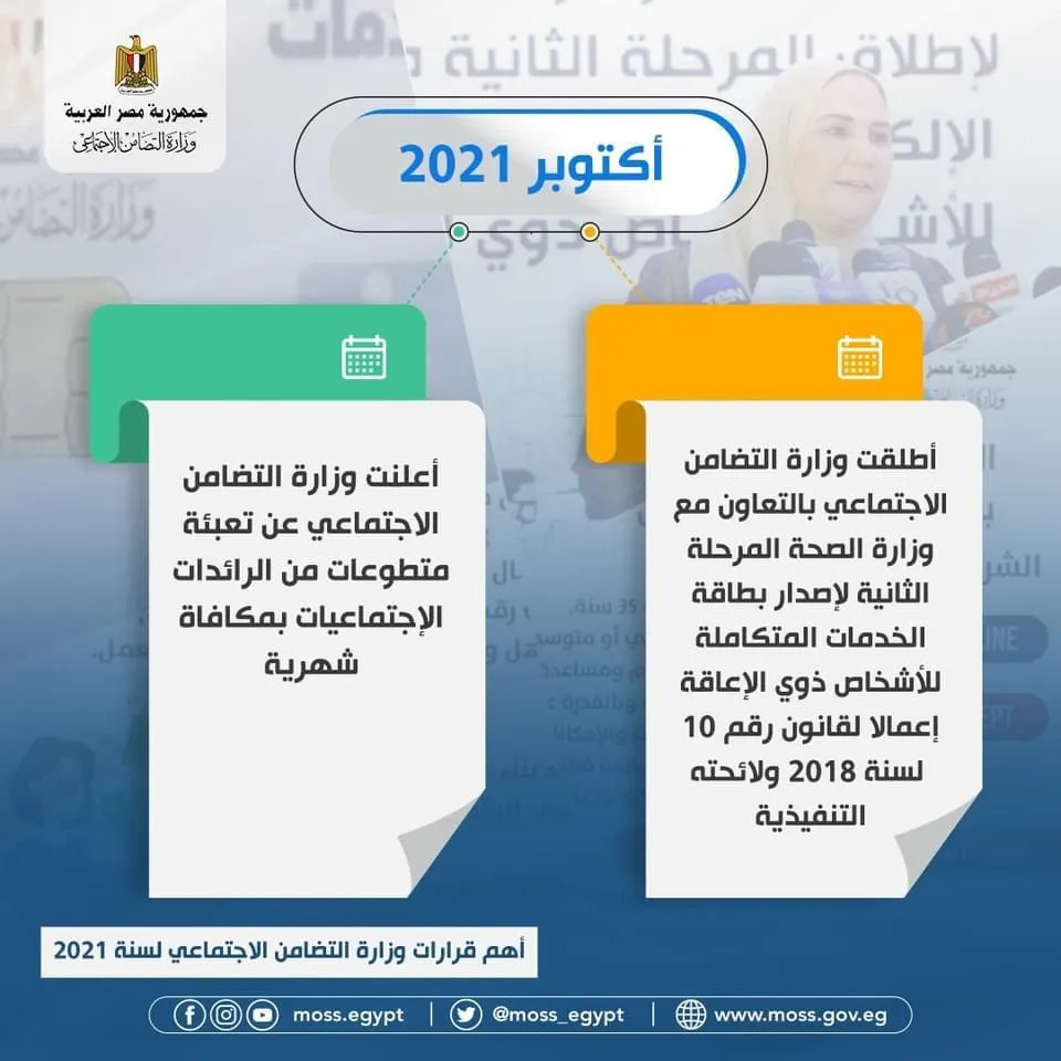 أبرز قرارات وزيرة التضامن الاجتماعي خلال 2021