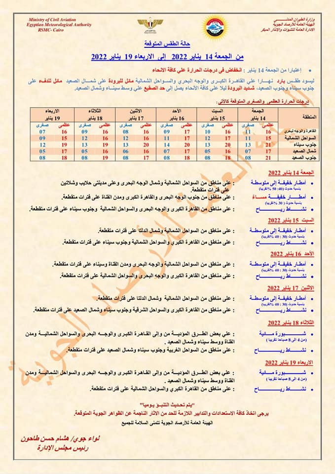 بيان تفصيلي من الأرصاد