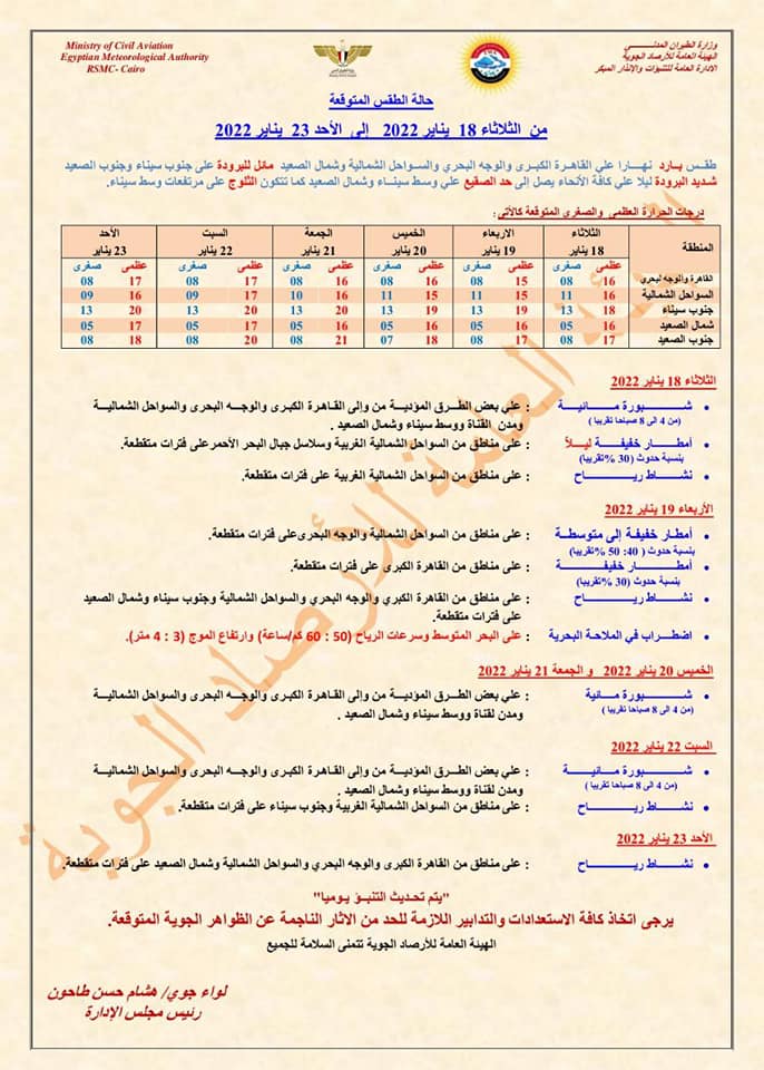 بيان تفصيلي من الأرصاد