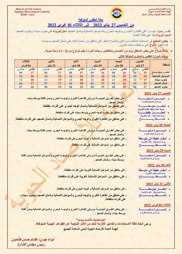 بيان تفصيلي من الأرصاد