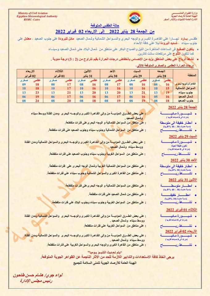 بيان تفصيلي من الأرصاد