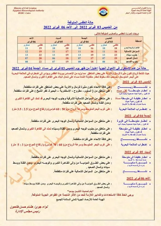 بيان تفصيلي من الأرصاد