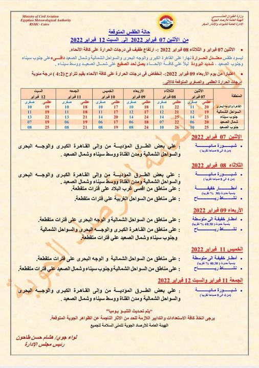بيان تفصيلي من الأرصاد