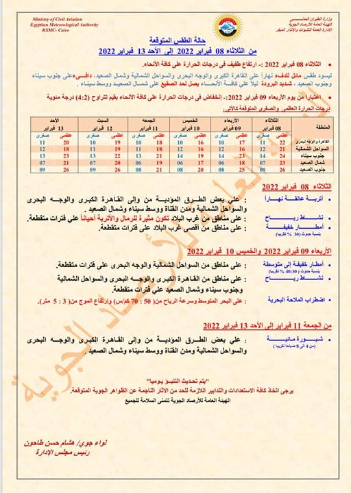 بيان تفصيلي من الأرصاد