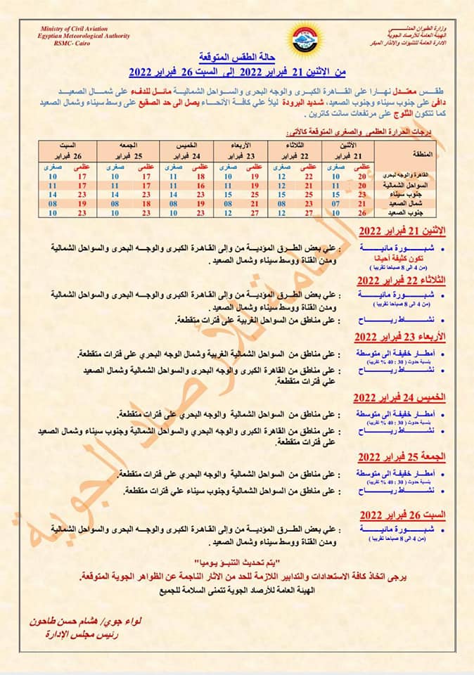 بيان تفصيلي من الأرصاد