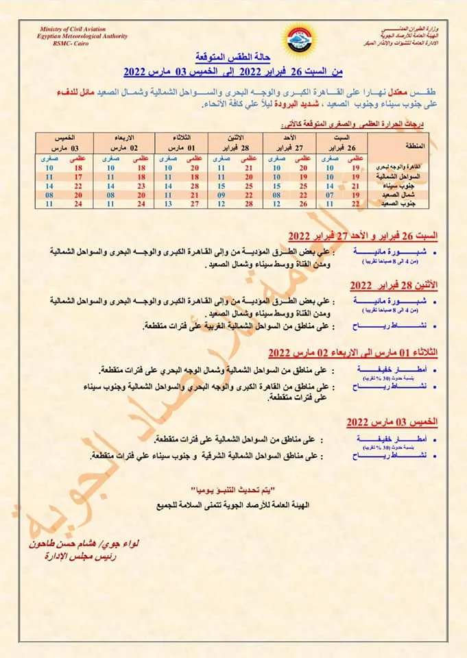 بيان تفاصيلي من الأرصاد