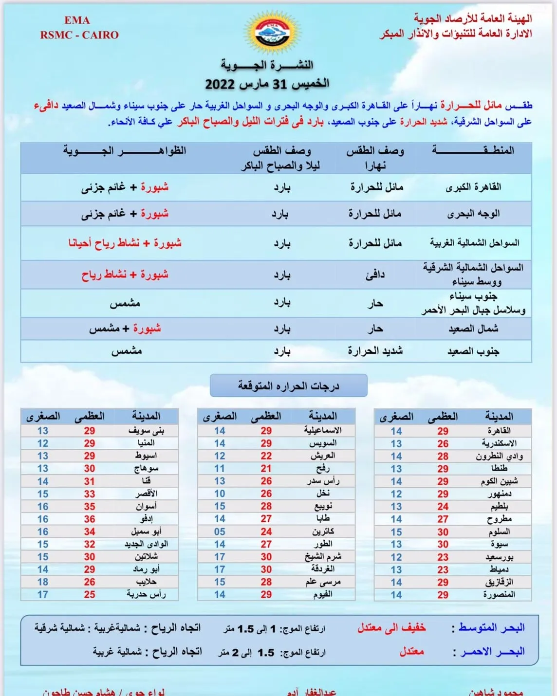 بيان من الأرصاد