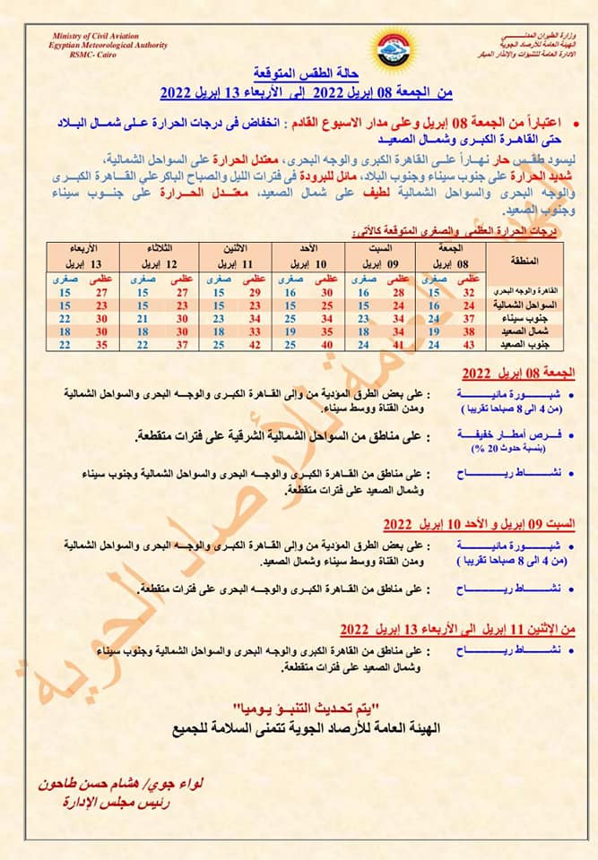 بيان تفصيلي من الأرصاد