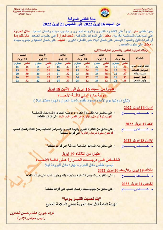 بيان تفصيلي من الأرصاد