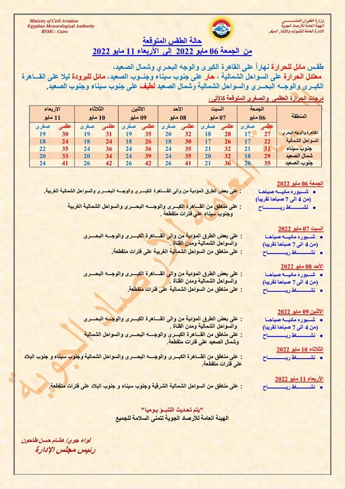 بيان تفصيلي من الأرصاد