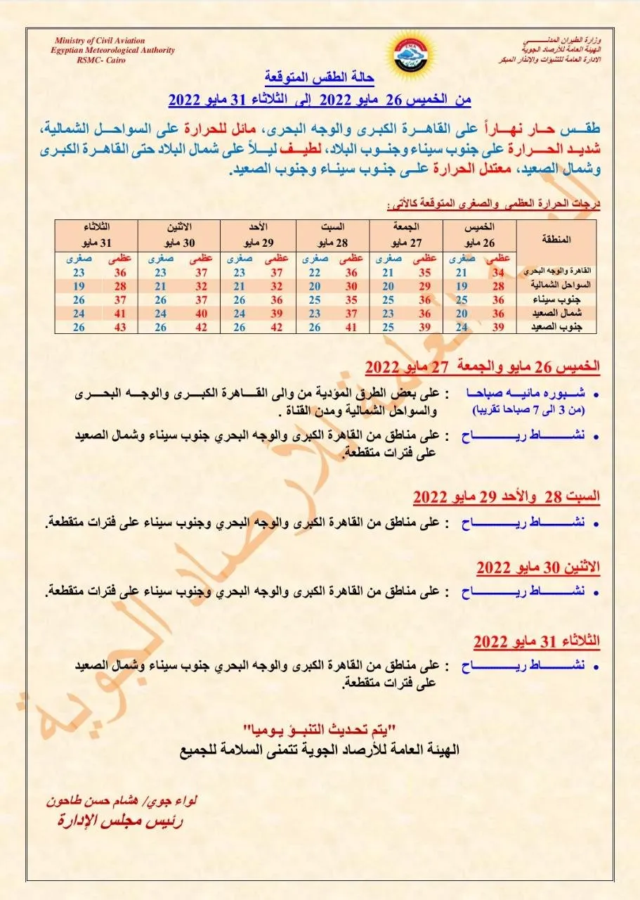 بيان تفاصيلي من الأرصاد