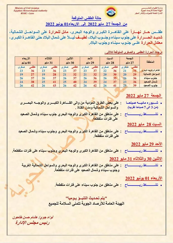 بيان تقاصيلي من الأرصاد