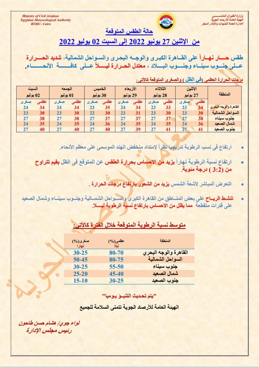 بيان تفاصيلي من الأرصاد
