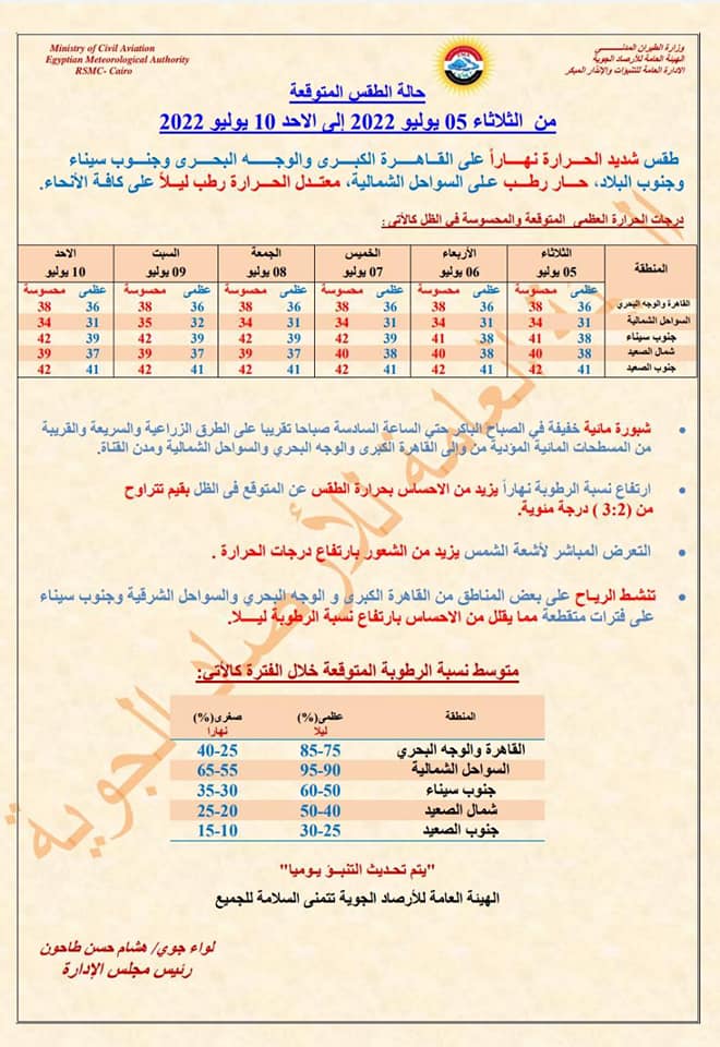 بيان تفاصيلي من الأرصاد