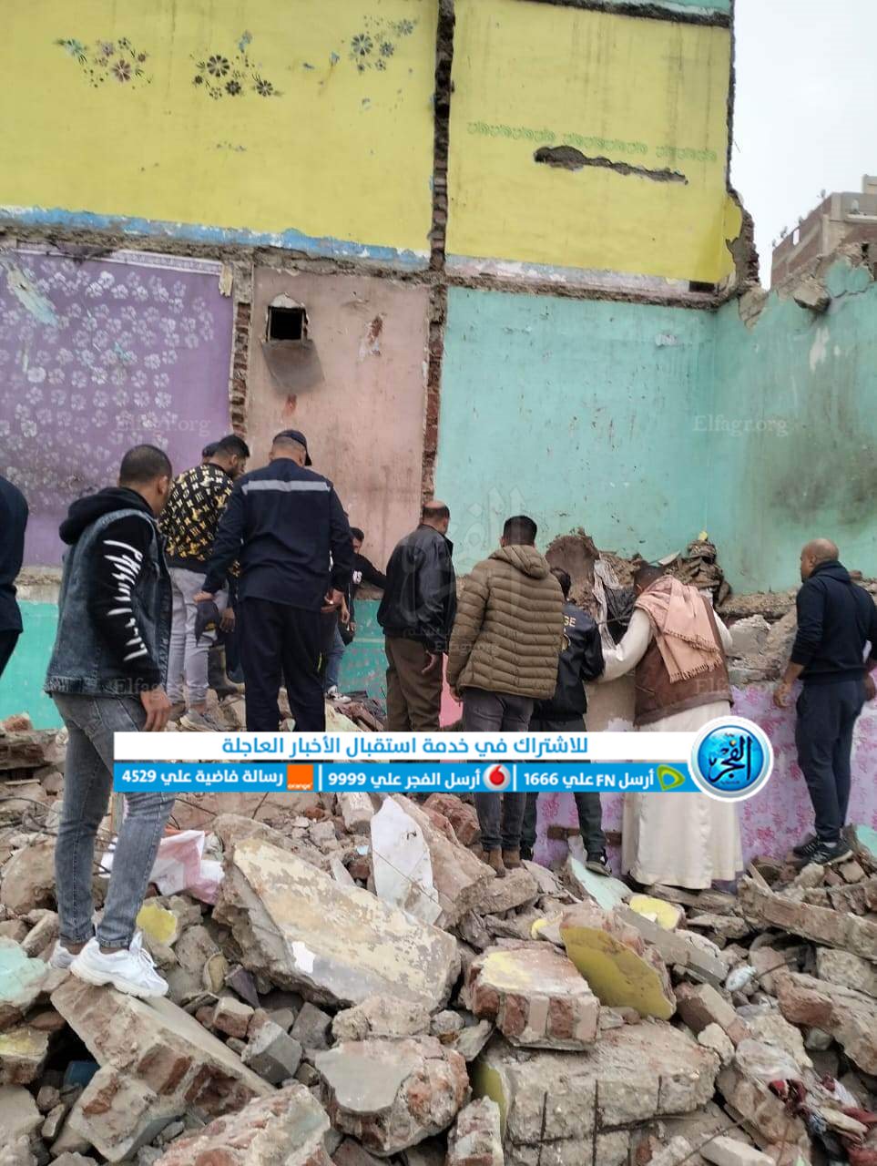 اللقطات الأولى لموقع حادث انهيار منزل بمنطقة توسعات كوبري مطار إمبابة 