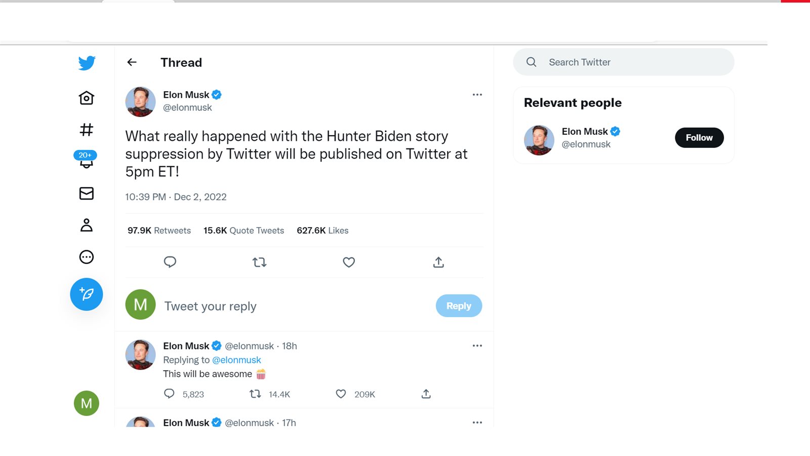 ماسك عبر صفحته