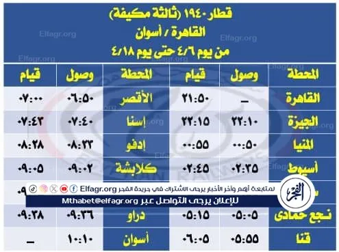 مواعيد القطارات خلال إجازة عيد الفطر المبارك (5)