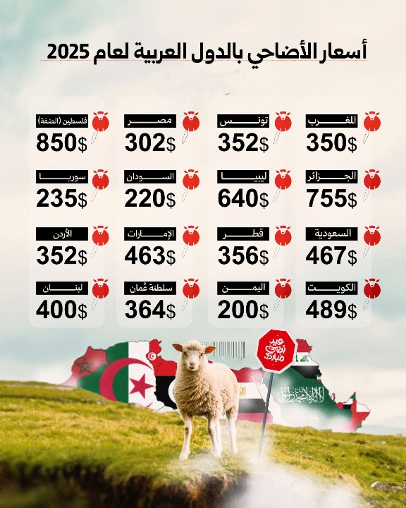 أسعار الأضاحي في الدول العربية بالدولار الأمريكي