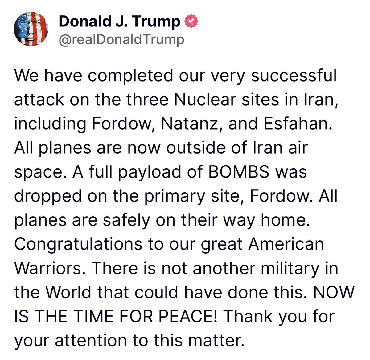 <strong>ترامب قصفنا منشآت إيران النووية</strong>