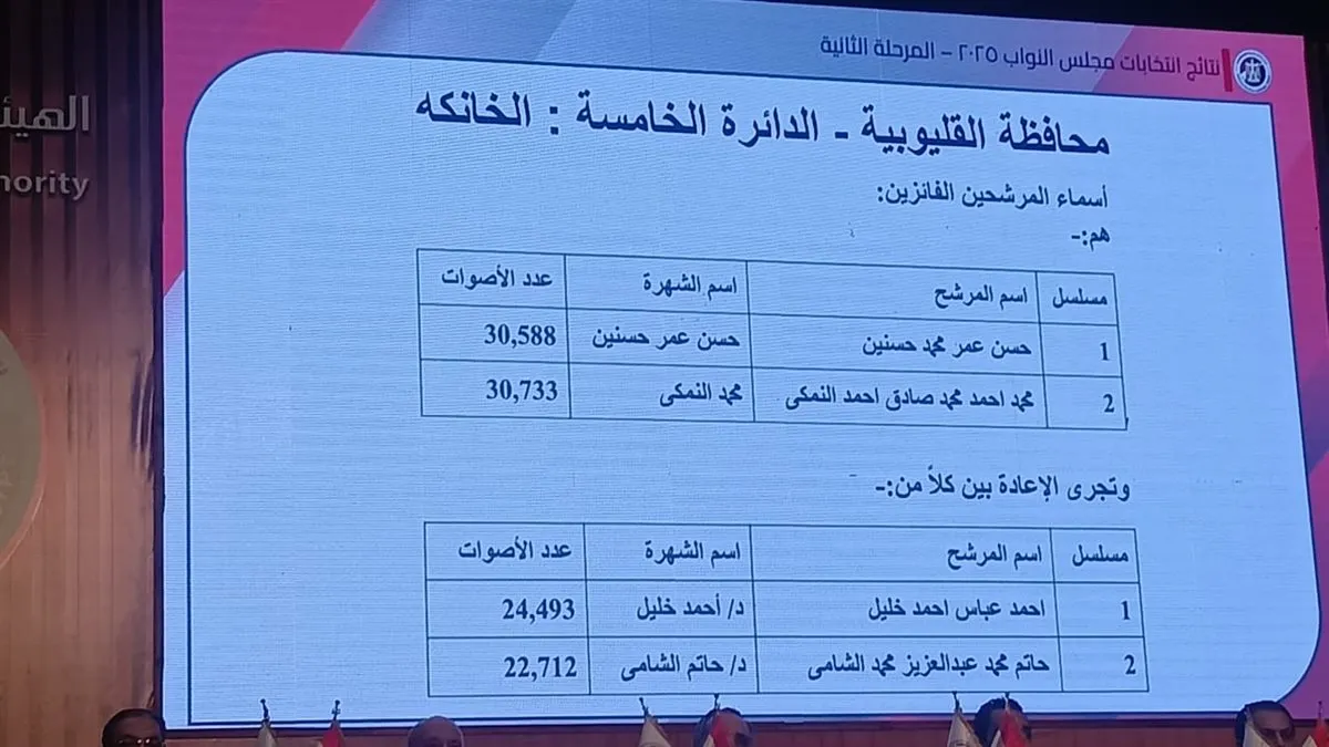 كشف نتائج 14 دائرة فردية في المرحلة الثانية لانتخابات النواب 2025