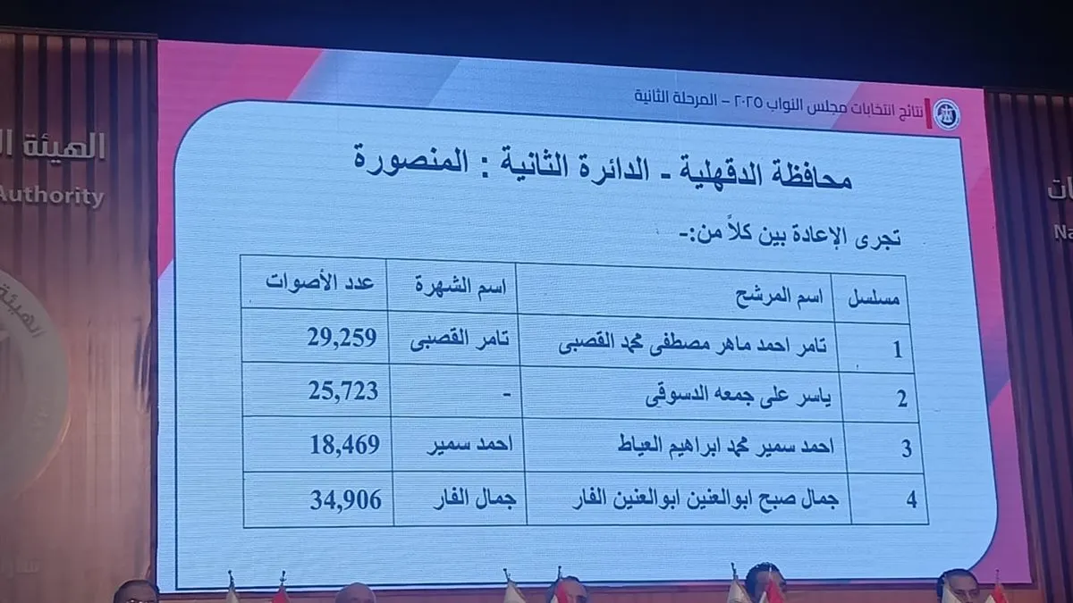 كشف نتائج 14 دائرة فردية في المرحلة الثانية لانتخابات النواب 2025