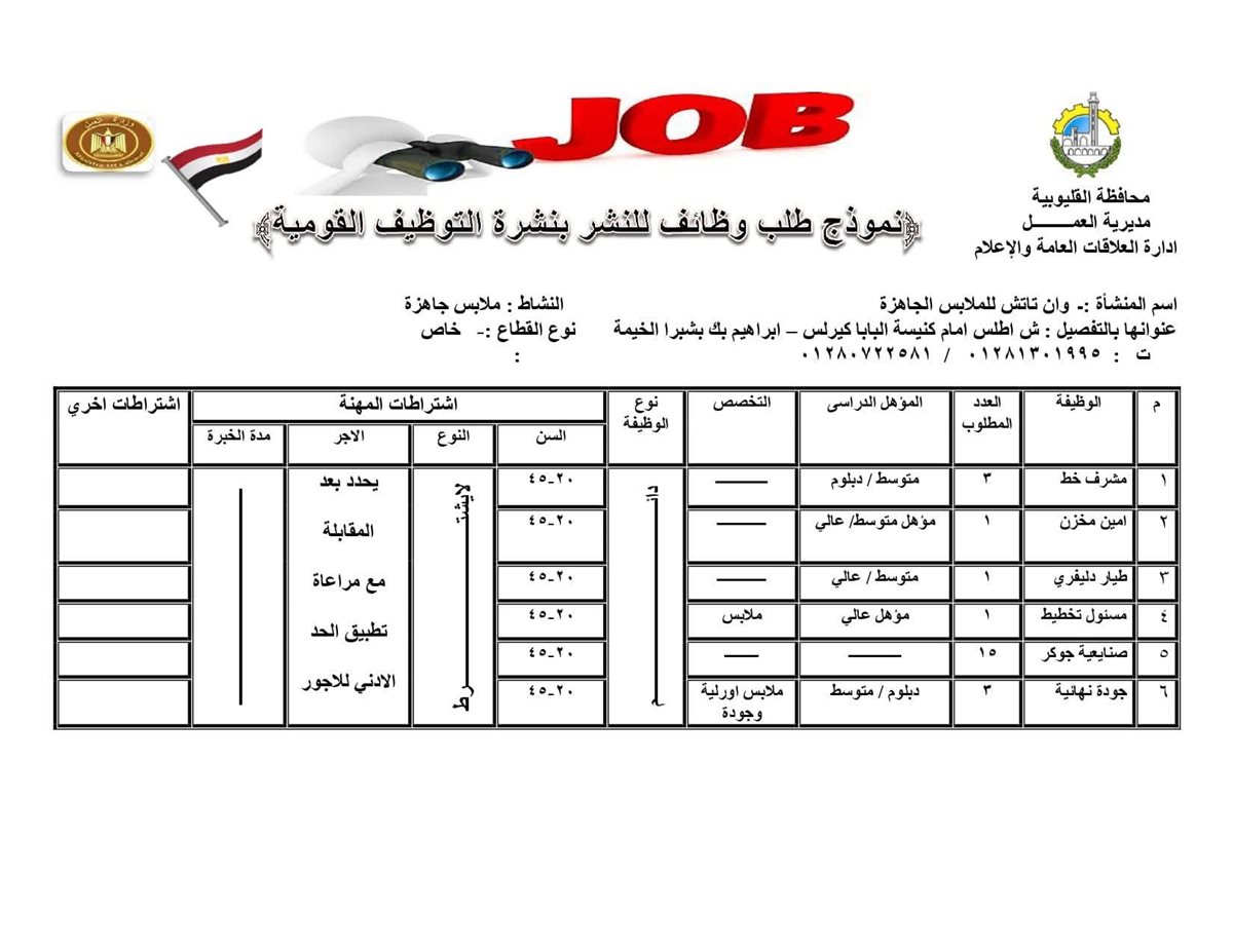 وظائف بالقليوبية