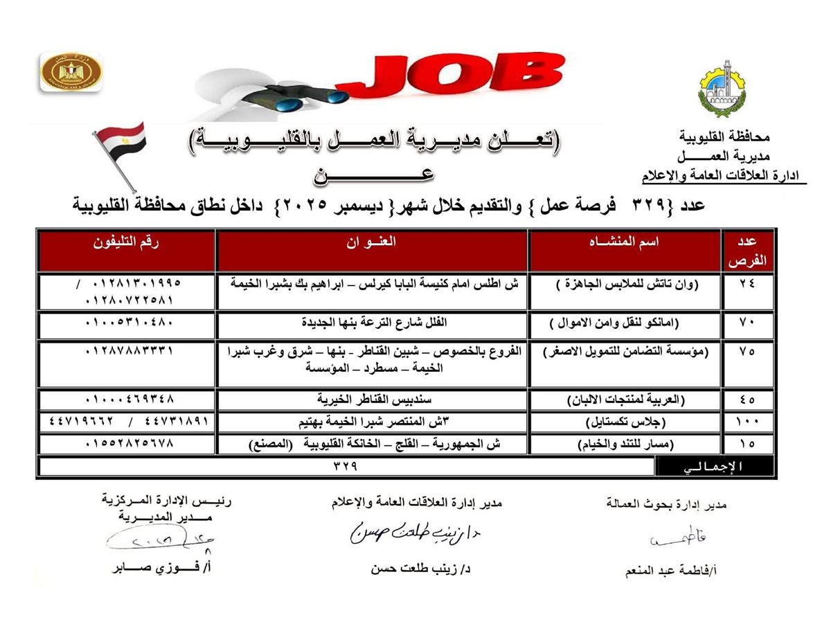 وظائف بالقليوبية 2