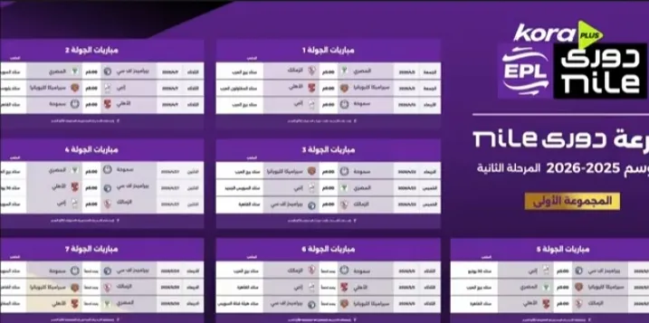 نتائج قرعة الدوري المصري المرحلة الثانية&nbsp;
