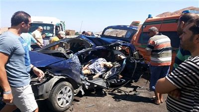 إصابة 6 بينهم مجندان شرطة في حادث سير بالإسماعيلية 