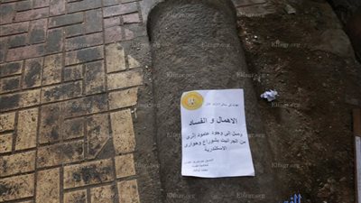 العثور على عامود أثري من الجرانيت بأحد شوارع الإسكندرية ..(صور)