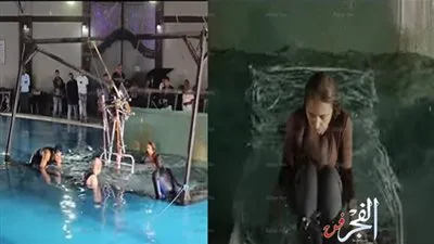  شاهد.. كواليس مشهد غرق نيللي كريم في مسلسل 