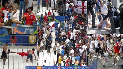 بالفيديو.. اشتباكات عنيفة بين الجماهير الروسية والإنجليزية عقب نهاية المباراة