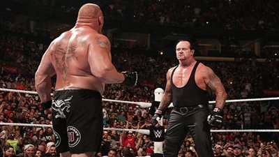 من أرشيف يوتيوب.. أندر تيكر vs بروك ليسنر 