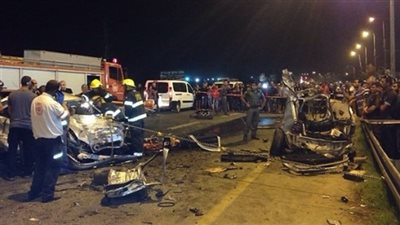 اصطدام 3 سيارات على طريق رأس البر في دمياط 