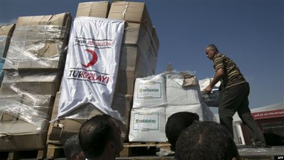 وصول أو شحنة مساعدات انسانية تركية إلى غزة