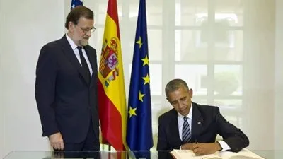 الجانب الأخر من زيارة أوباما لإسبانيا: مظاهرات أمام السفارة الأمريكية وهاشتاج ساخر