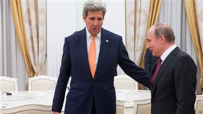 كيري يبحث مع بوتين ولافروف في موسكو الاوضاع في سورية وأوكرانيا