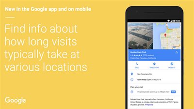 محرك جوجل يجلب متوسط المدة الزمنية لزيارة المواقع الجغرافية