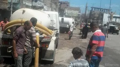 انفجار خط المياه الرئيسى بمدينة الباجور فى المنوفية.. (صور)