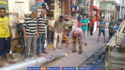 سقوط عامودين إنارة في شارع بدمياط دون إصابات (صور)