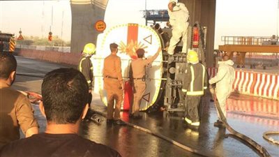 حادثة ناقلة الوقود على طريق الثمامة انتهت صباحاً