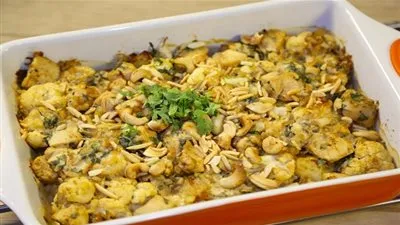 طريقة عمل صينية الزهرة بالطحينة والزبادي (فيديو)