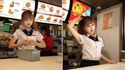 موظفة ماكدونالدز تثير ضجة بجمالها وتجذب الزبائن