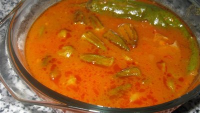 طريقة عمل بامية بدون لحم  