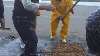 الأمطار تتسبب في هبوط أرضى بطريق كورنيش الإسكندرية (صور)